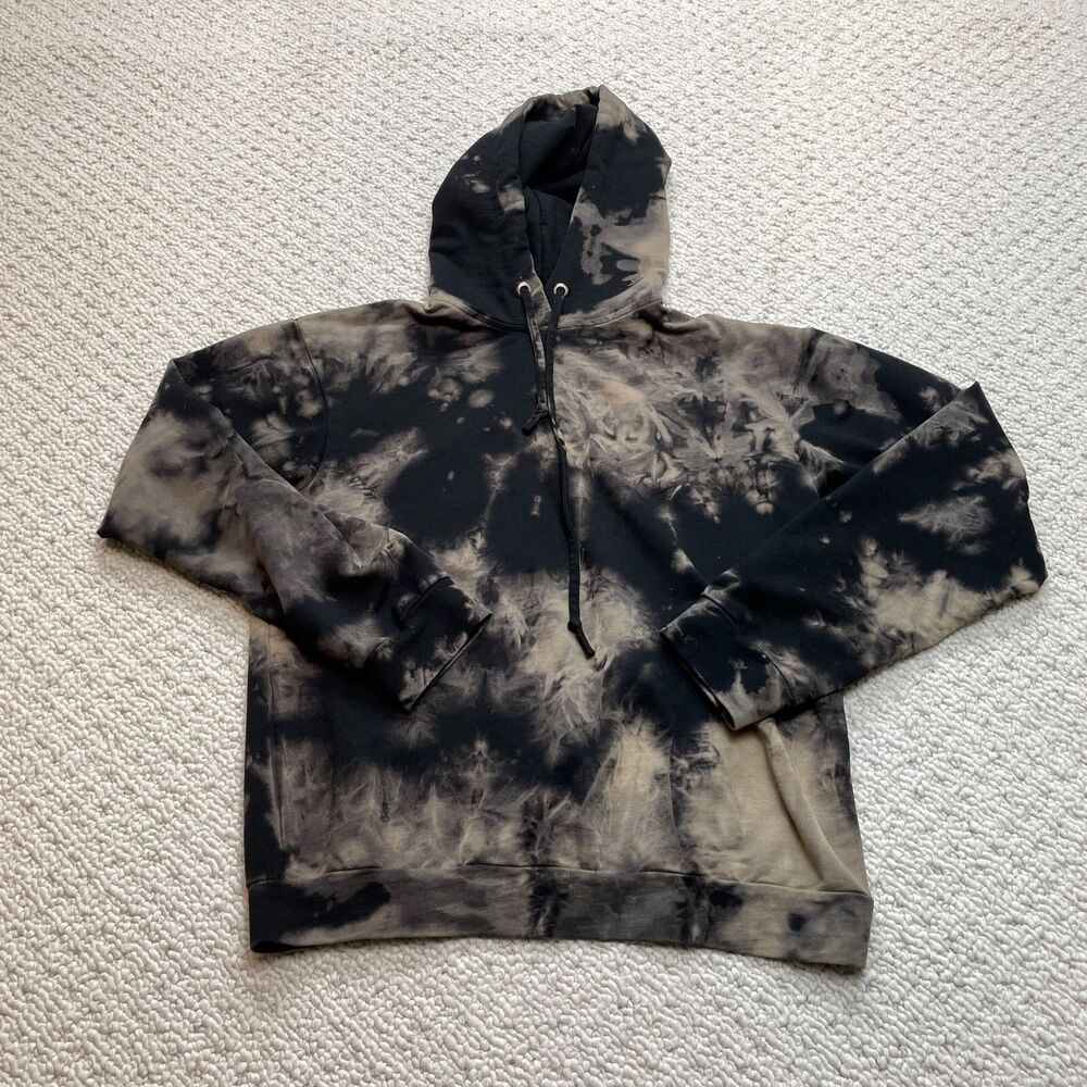 Boohoo Hoodie Sweatshirt Womens 2 Black Gray Tie Dye Hooded Drawstring Pullover